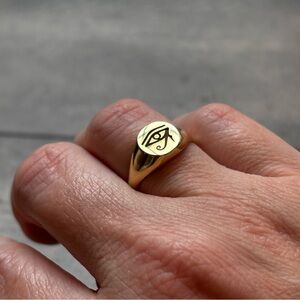 Gold plated Eye of Horus ring, Egyptian, Protection, size 6
